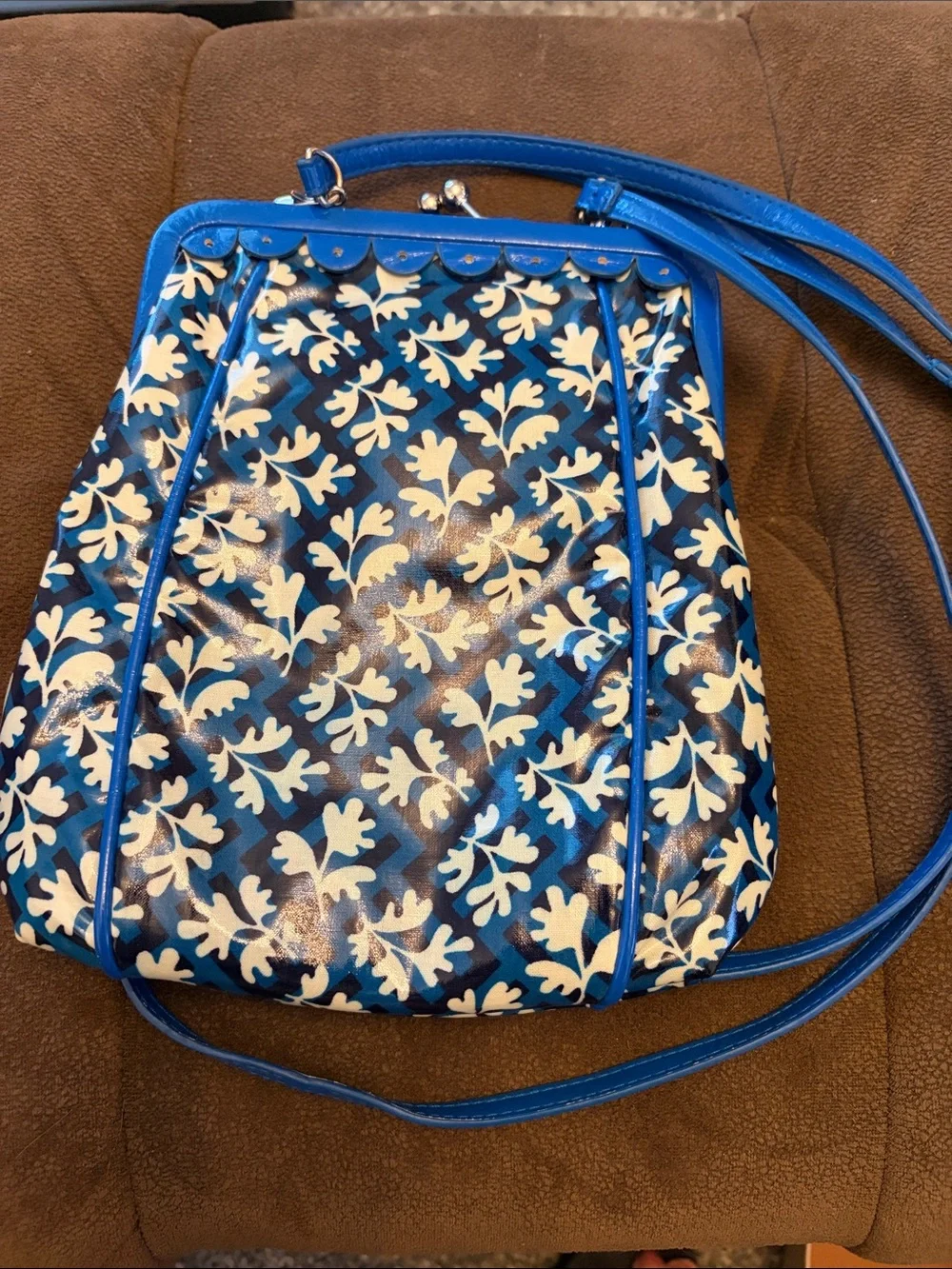 Frill by Vera Bradley Blue Floral Crossbody Bag with Contrast Trim